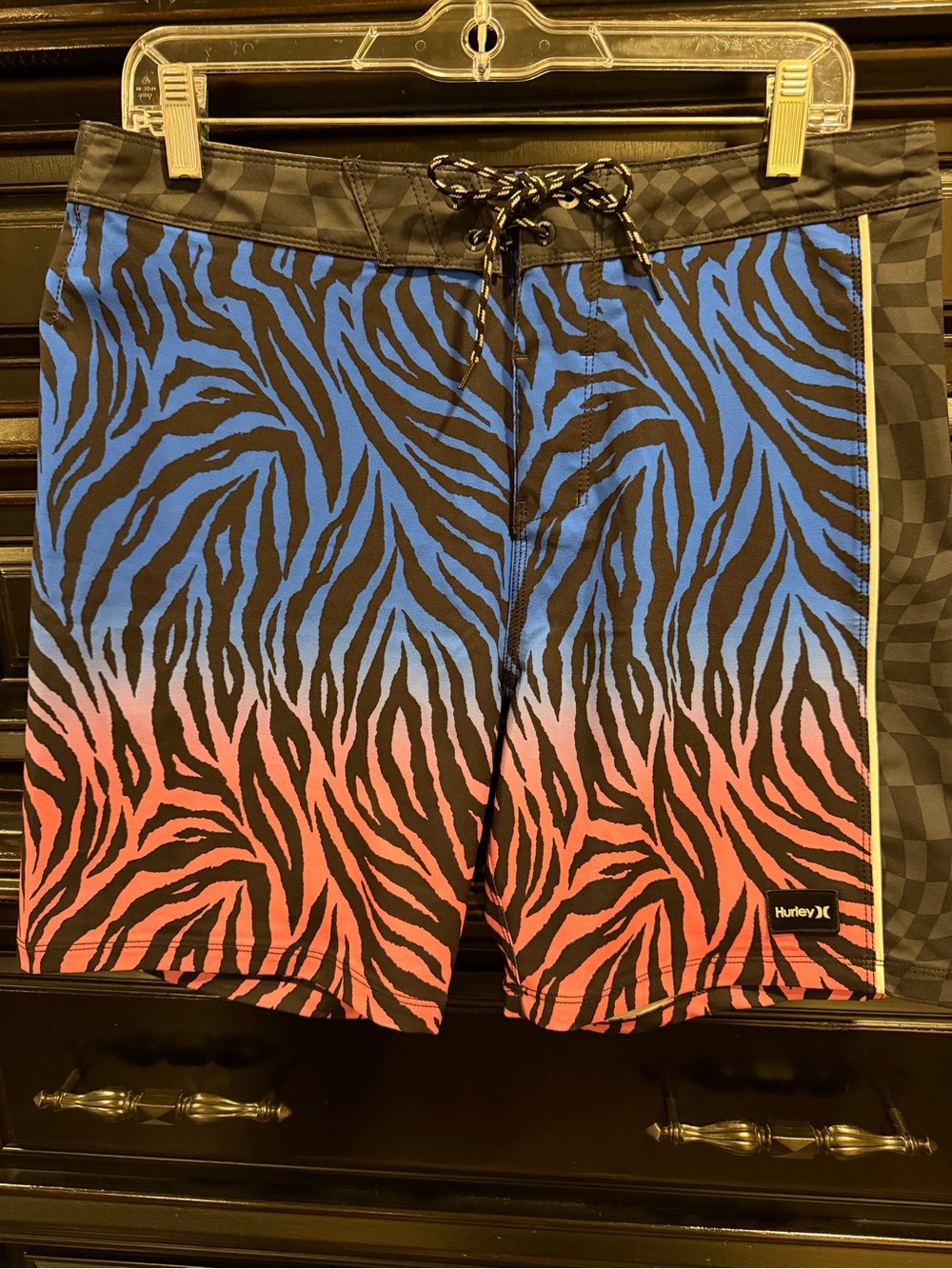 Hurley Blue and Pink Ombre Zebra Men's Swim Shorts